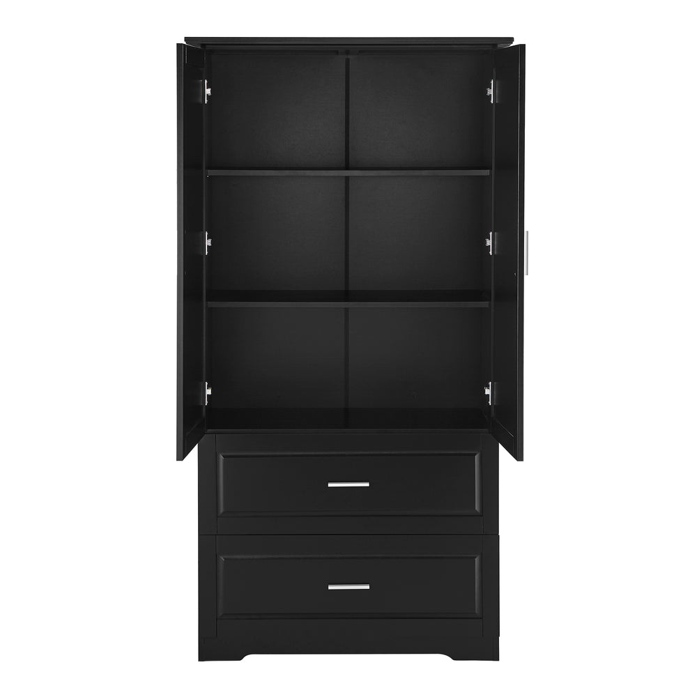 Sleek Black Bathroom Storage Cabinet with Adjustable Shelves