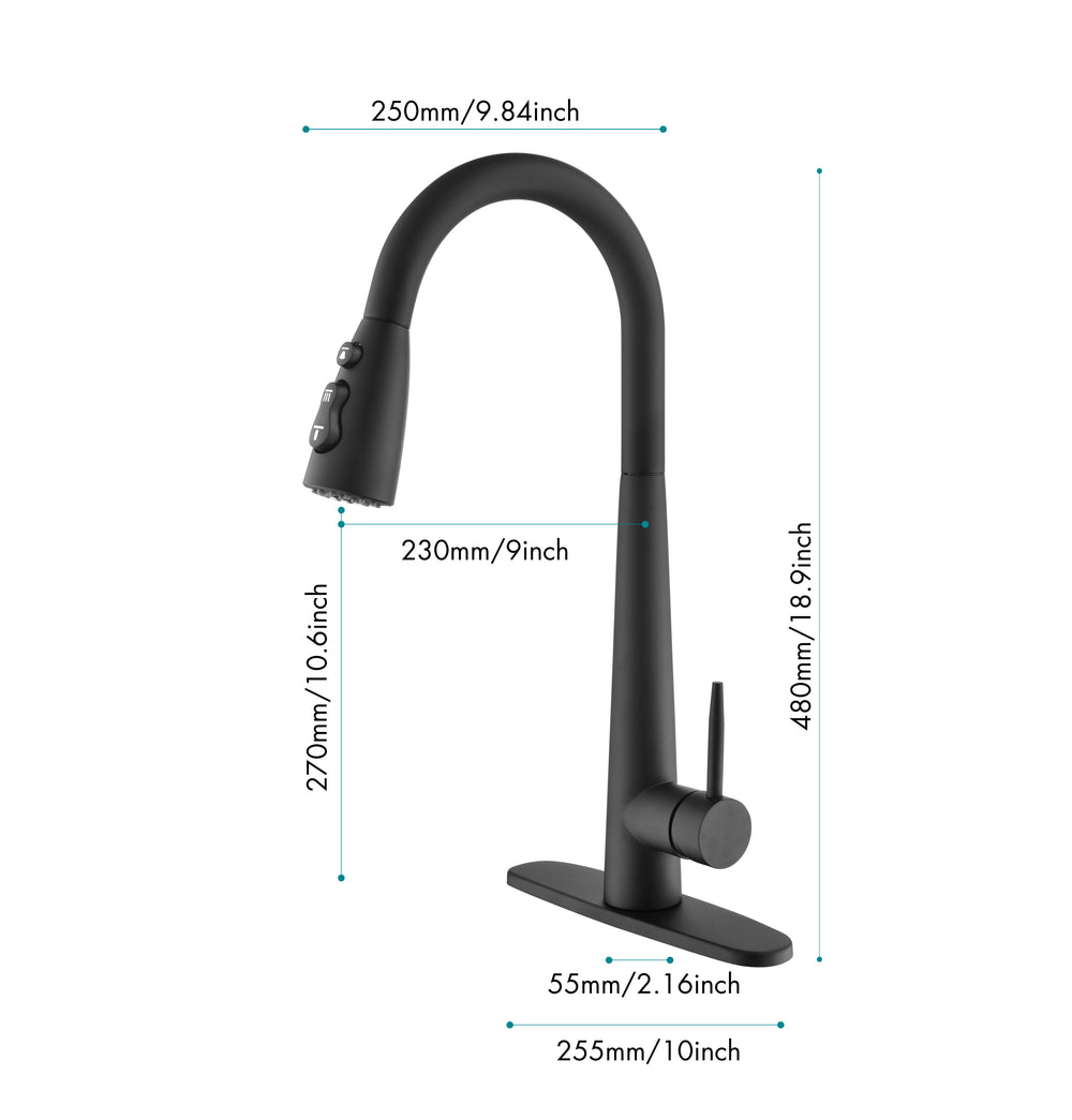 Matte Black Pull Down Kitchen Faucet