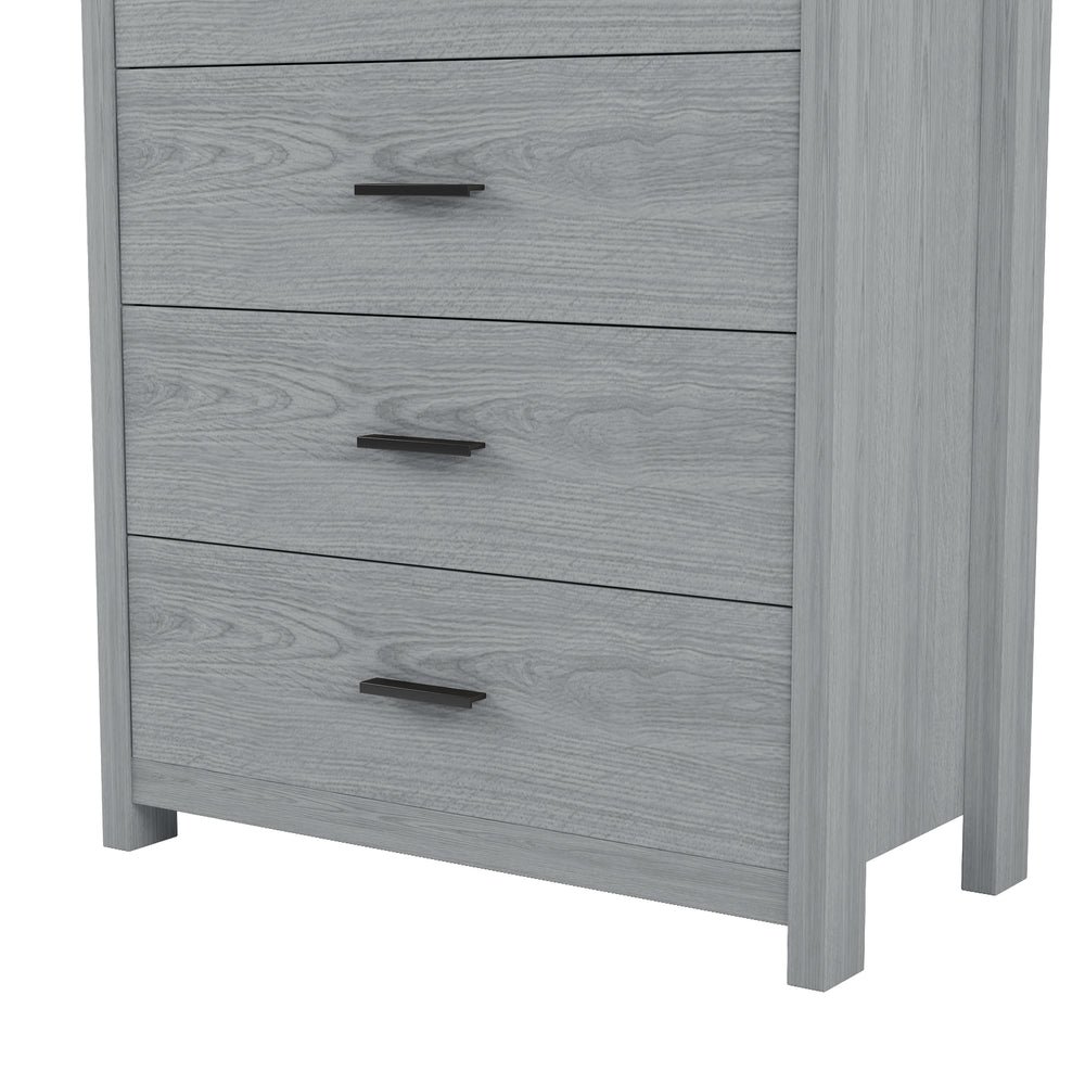 Rustic Charm Wooden Dresser with 5 Drawers in Light Gray