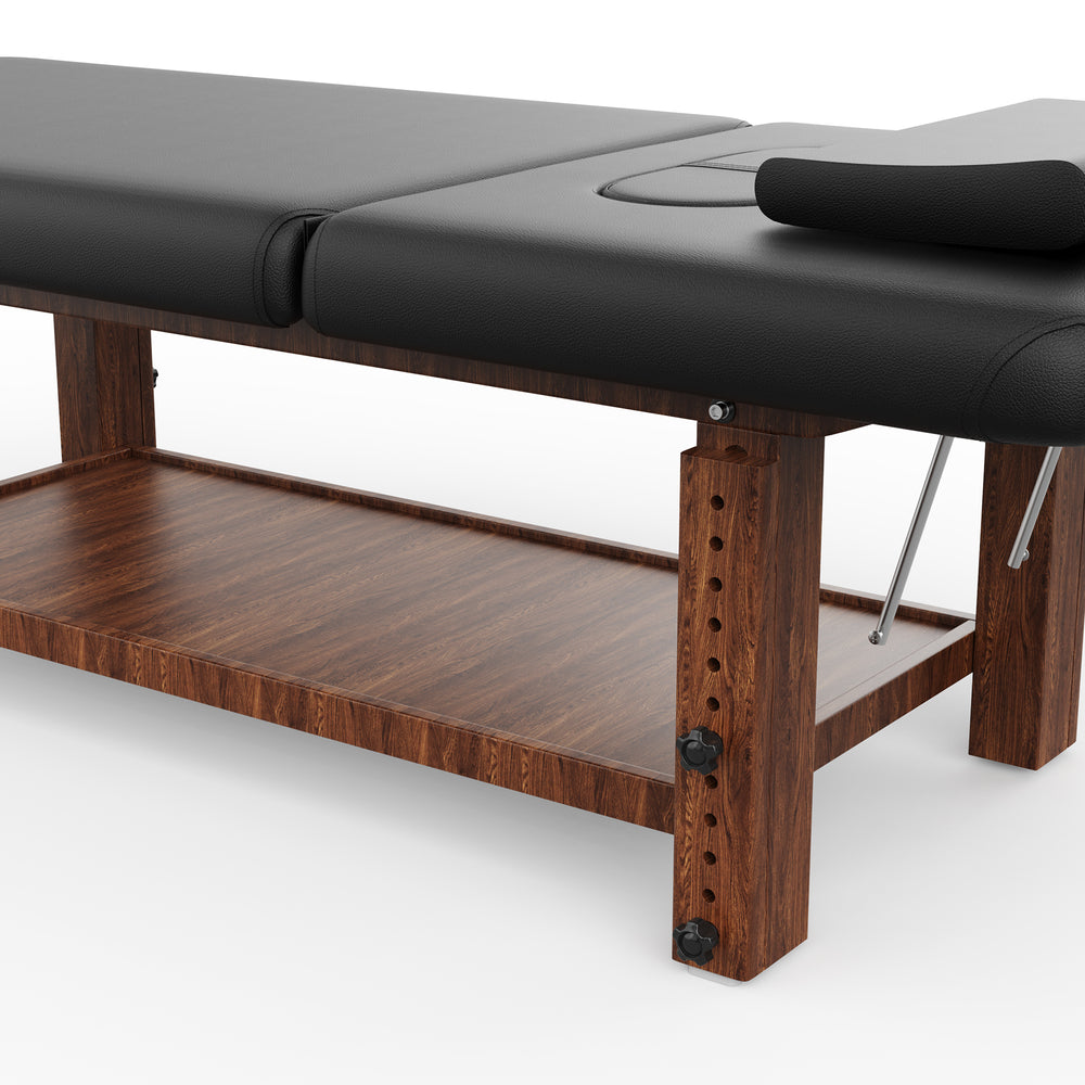 Deluxe Black Beauty Massage Bed with Adjustable Height & Comfort Pillows