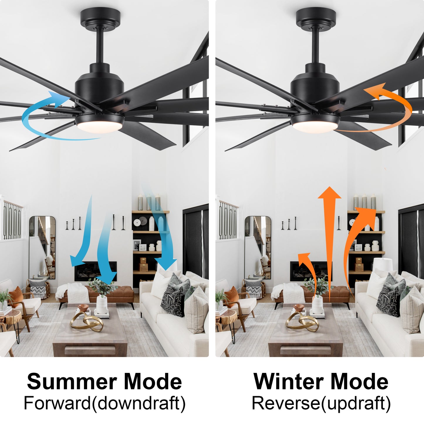 Smart Black Ceiling Fan with LED Light & Remote Control