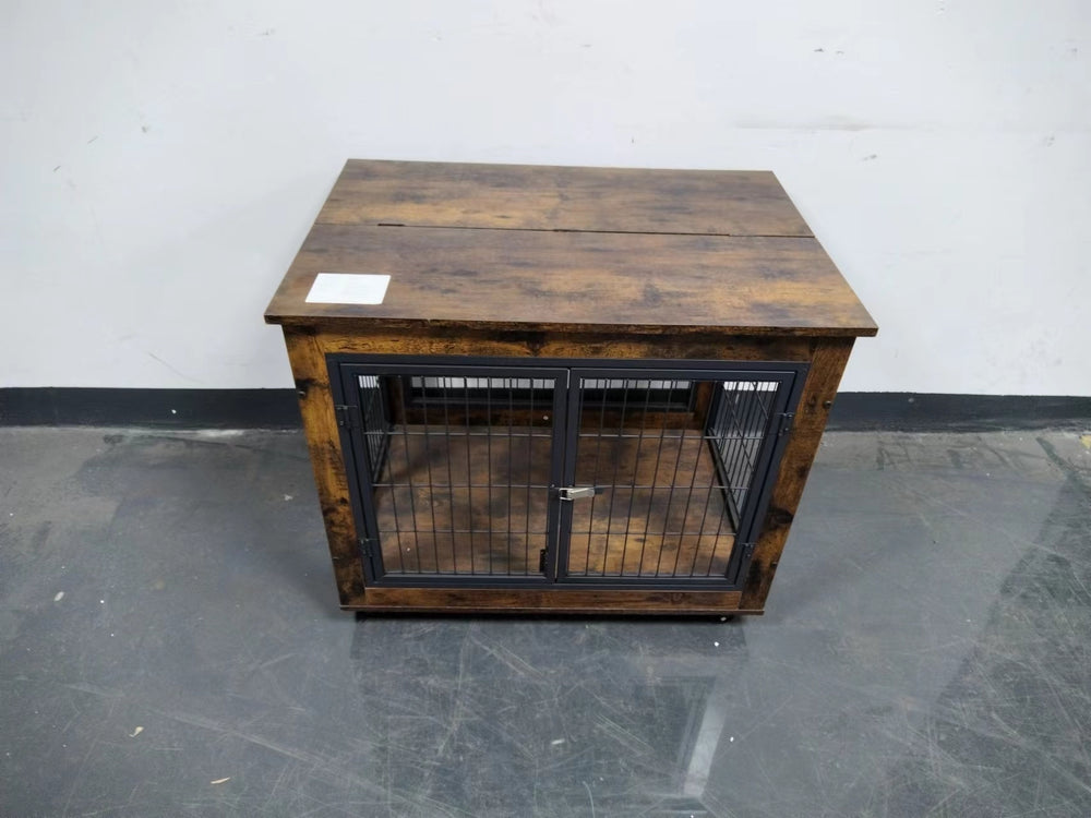 Stylish Rolling Dog Crate with Double Doors