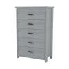 Rustic Charm Wooden Dresser with 5 Drawers in Light Gray