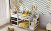 Cozy Twin House Bunk Bed with Storage Steps & 2 Fun Blackboards