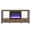 Cozy LED Fireplace TV Stand in Rustic Barnwood