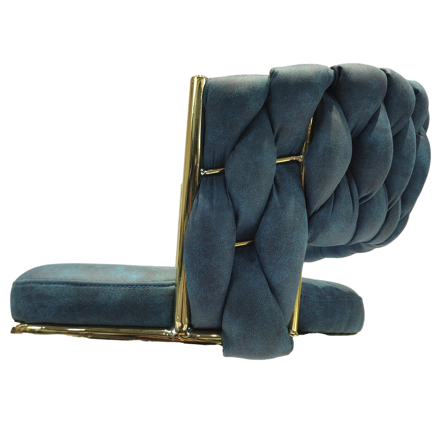 Chic Blue Swivel Bar Stools with Golden Legs - Set of Two