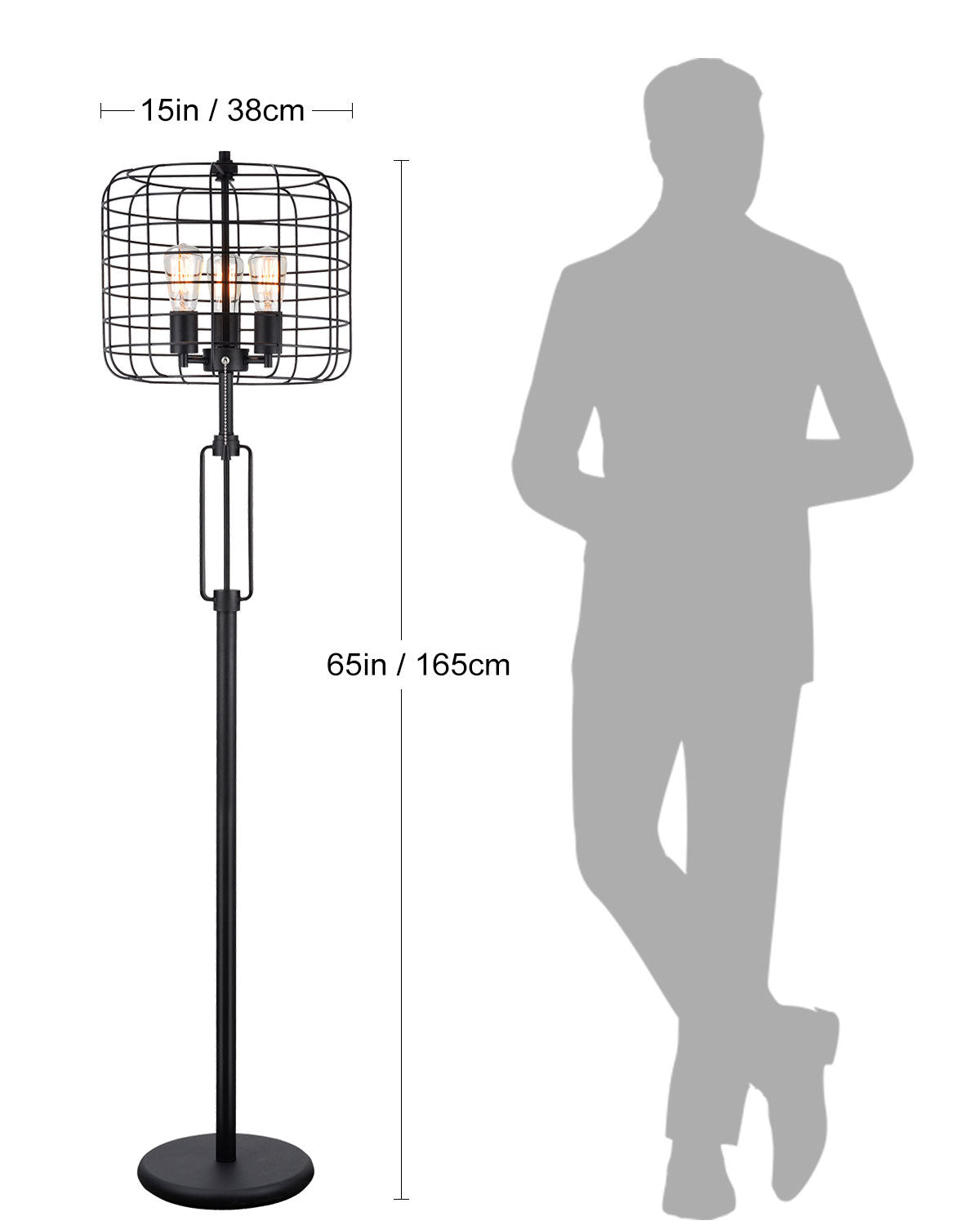 Milano Industrial Wire Cage Floor Lamp with Edison Bulb