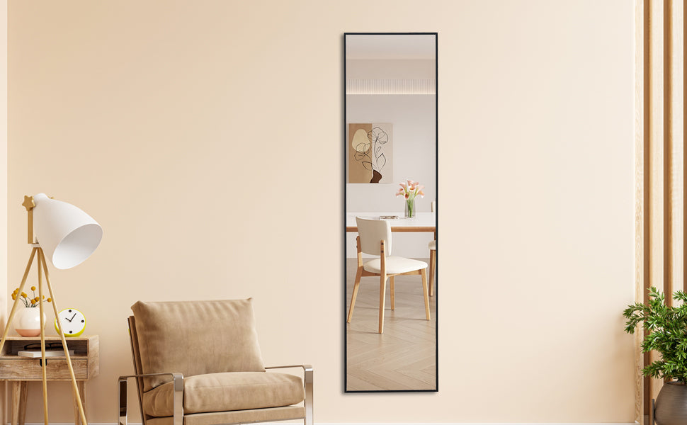 Elegant Full-Length Black Wood Mirror