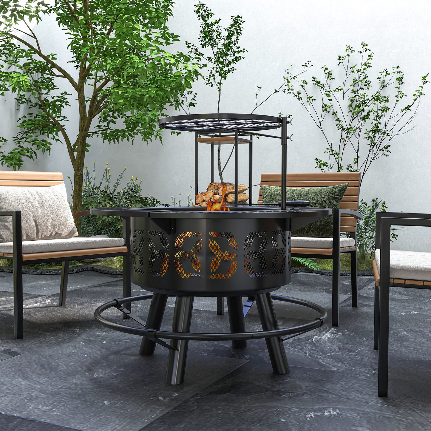 Versatile Outdoor Fire Pit and Grill