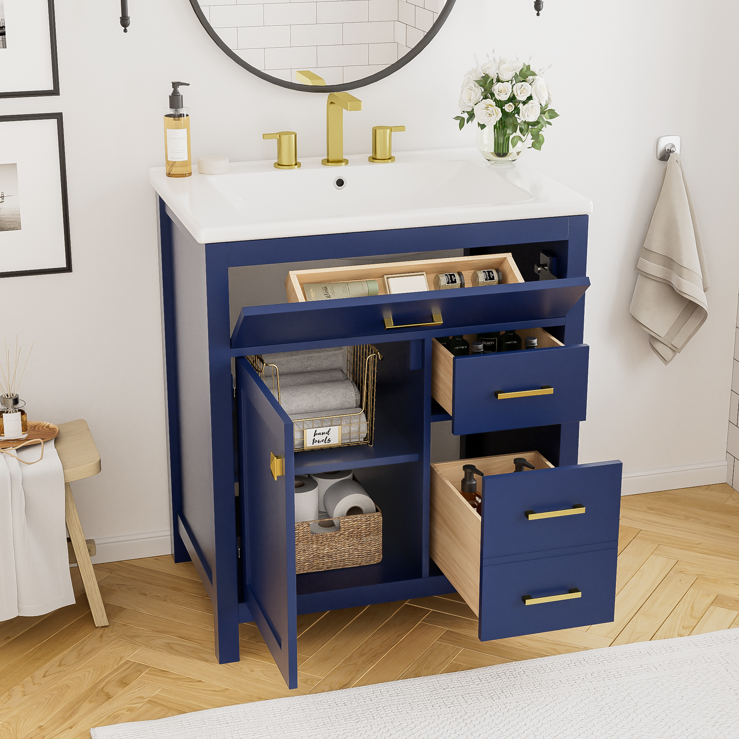 Blue Bliss Bathroom Vanity with Ceramic Sink