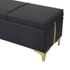 Chic Black Storage Ottoman with Metal Legs