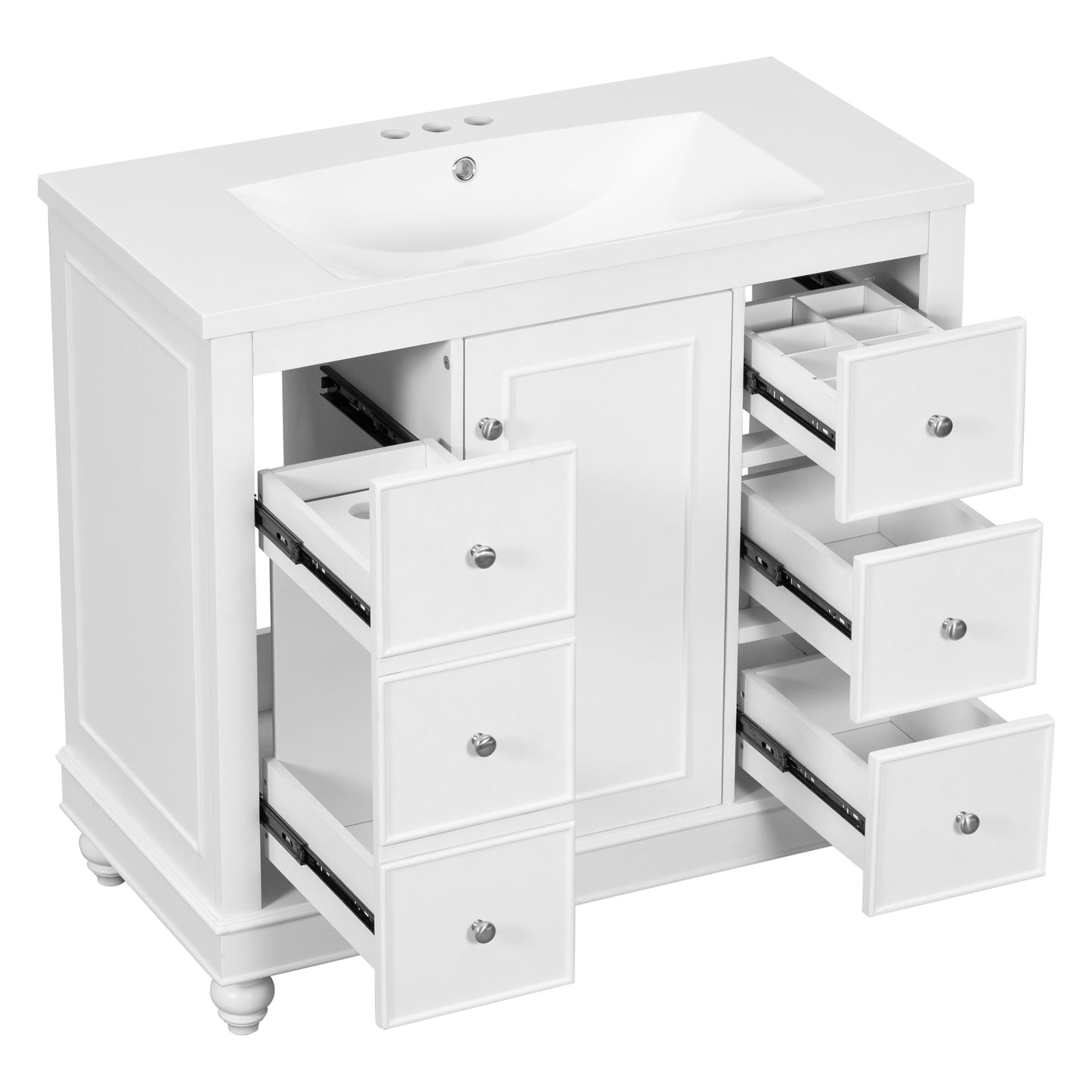 Sleek White Vanity with Storage & Sink