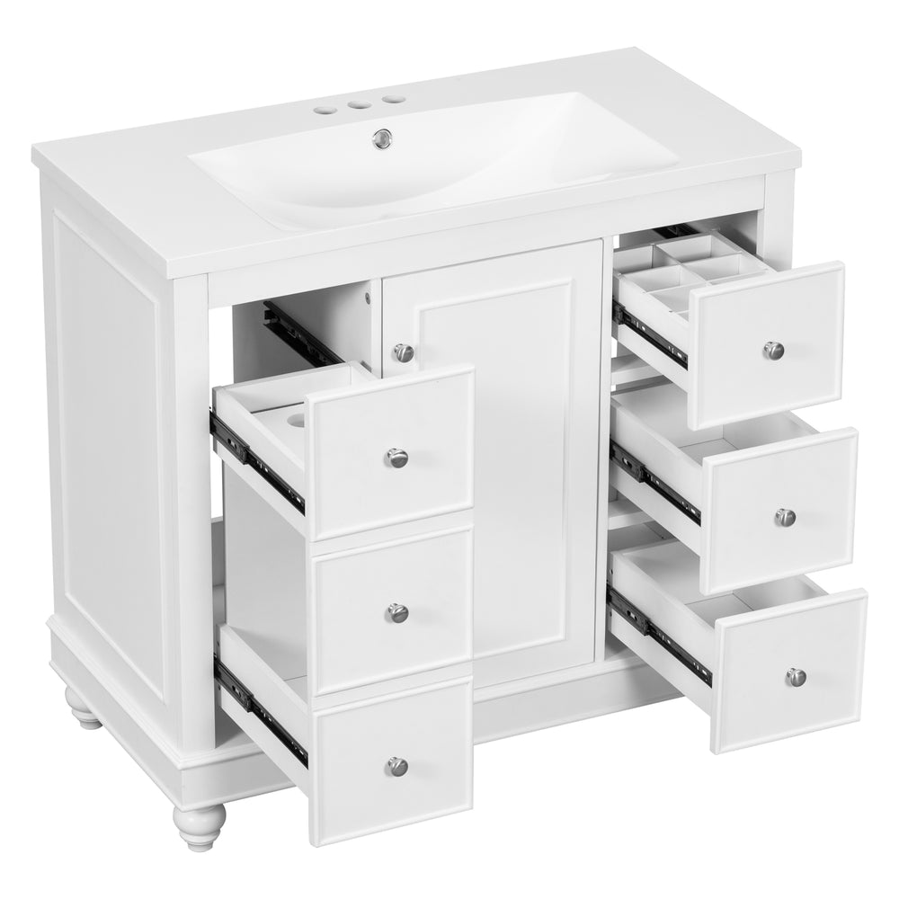 Sleek White Vanity with Storage & Sink