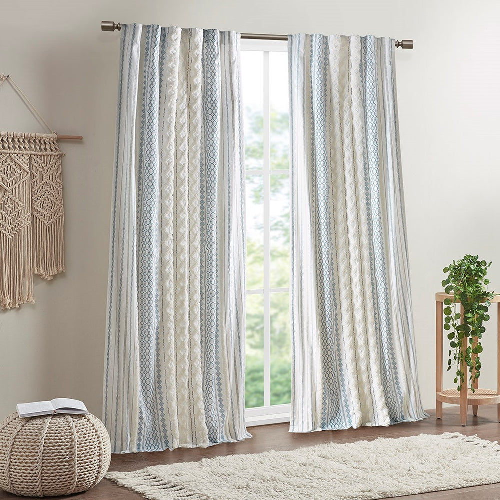 Chic Chenille Stripe Cotton Curtain Panel