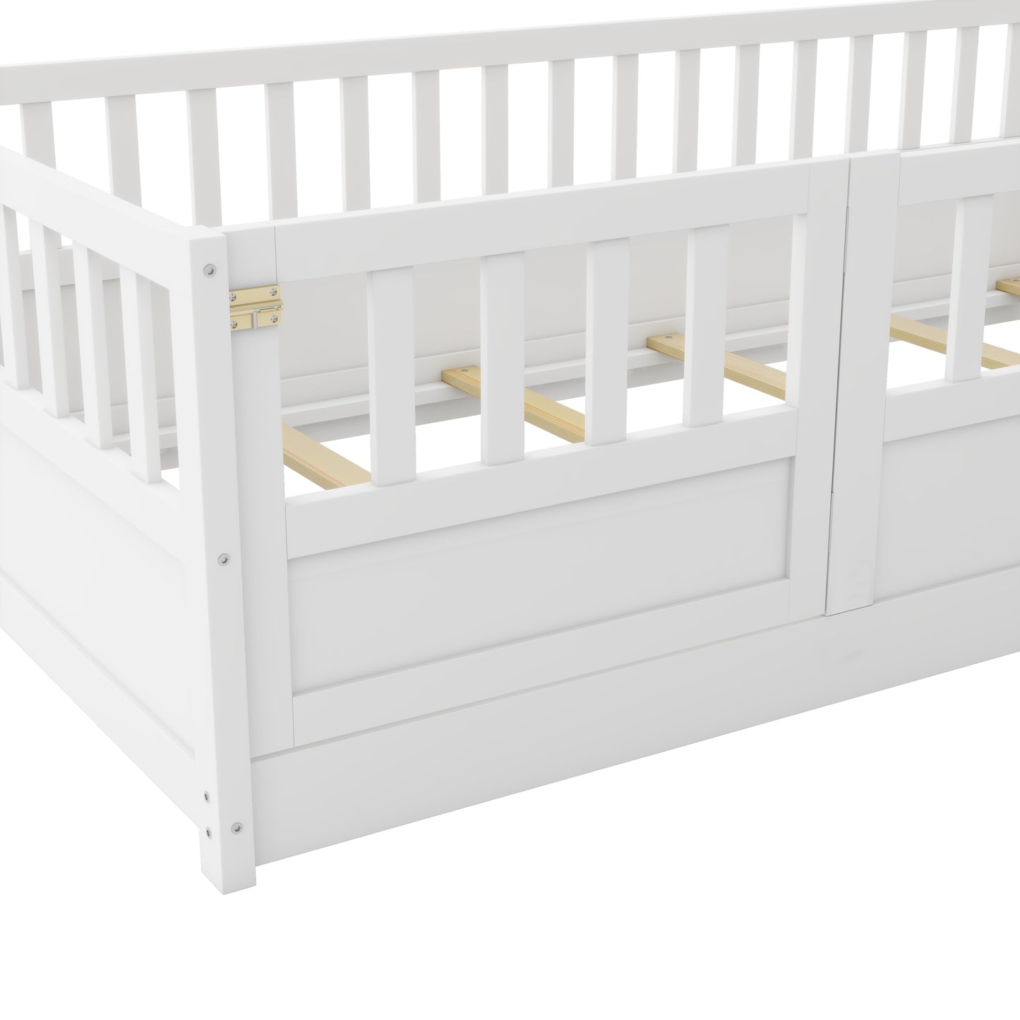 Cozy Montessori Twin Floor Bed with Safe Barrier