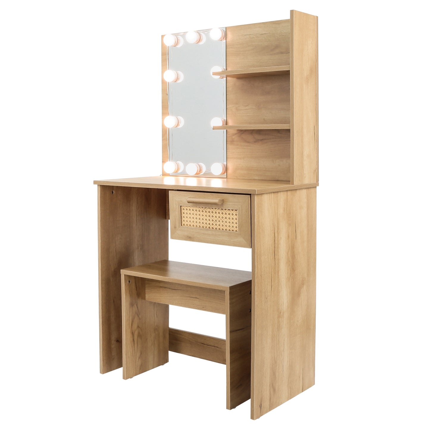 Radiant Vanity Set with Stool and LED Mirror