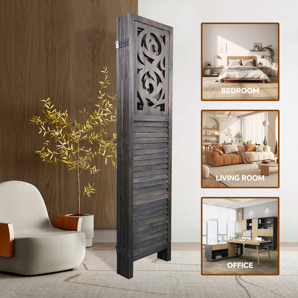 Rustic Wood Folding Room Divider