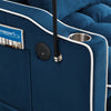 Blue Velvet Dream Sofa Bed: Foldable, Adjustable & USB-Ready