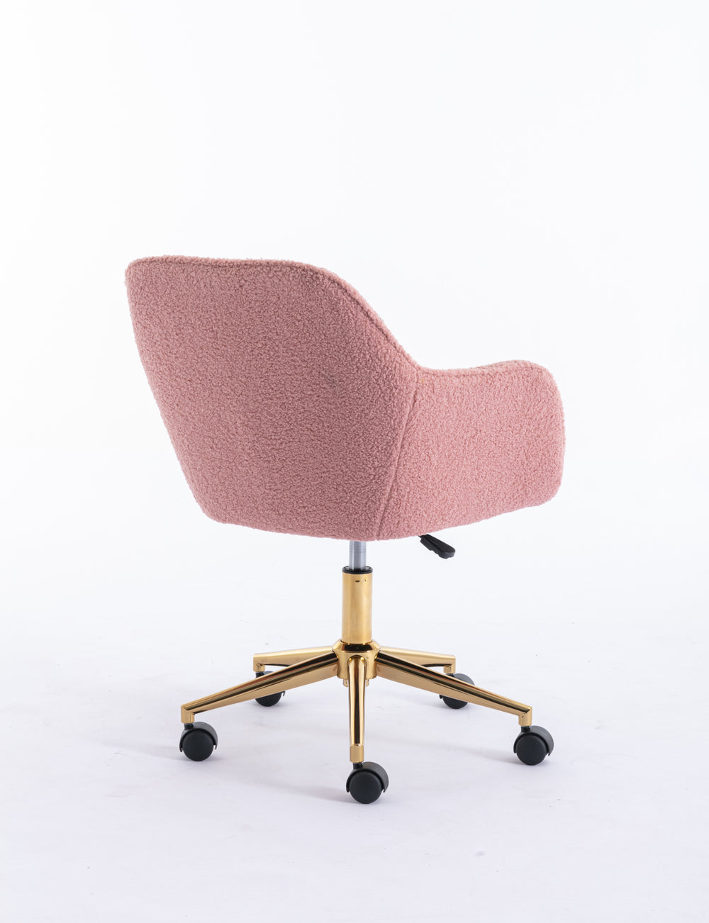 Chic Pink Teddy Swivel Chair with Gold Legs