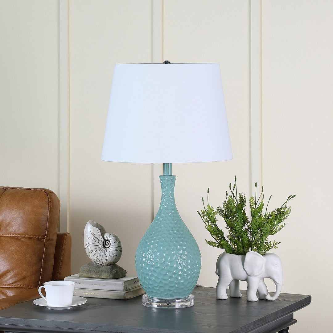 Teal Pebble Mid-Century Table Lamp