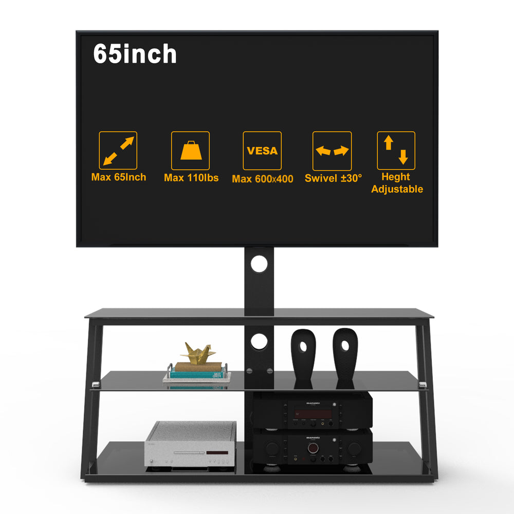 Sleek Adjustable Glass TV Stand