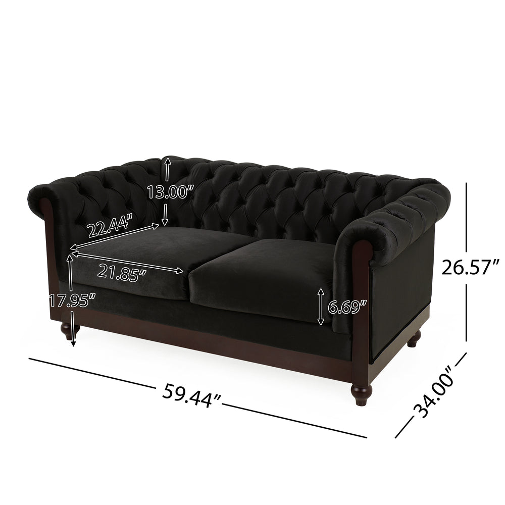 Chesterfield Velvet Loveseat – Elegant Comfort for Any Space