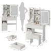 Chic Compact Vanity Set with LED Mirror and Cushioned Stool