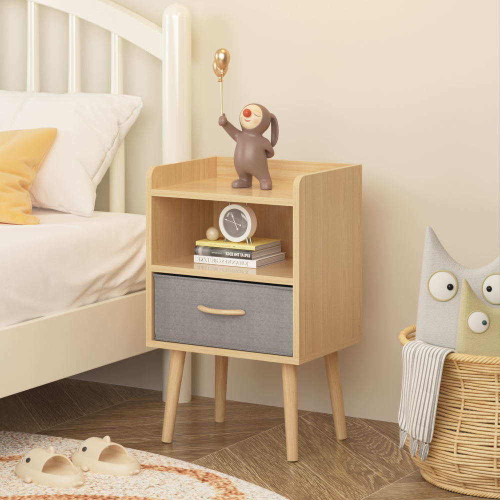 Cozy Oak Storage Nightstand