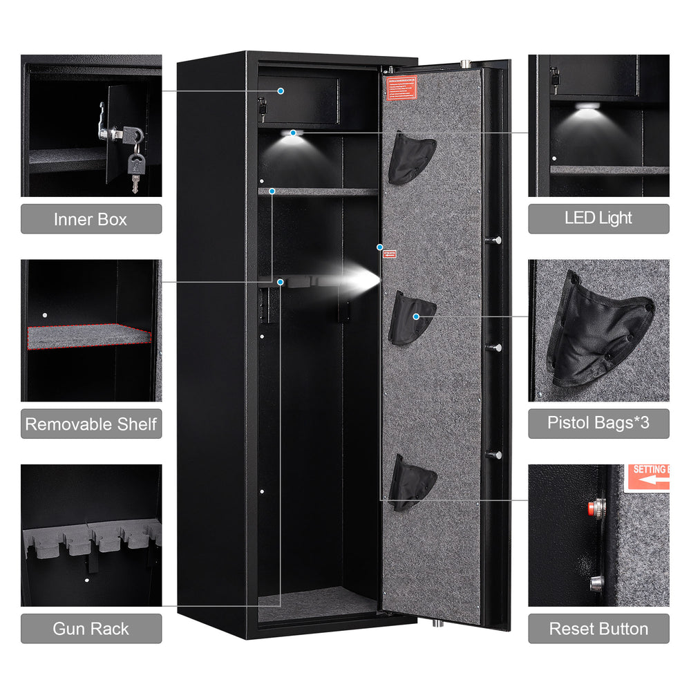 Secure Steel Gun Vault with Smart Lock & Alarm