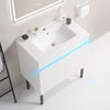 Sleek White Wall-Mounted Vanity with Sensor Light & Ample Storage