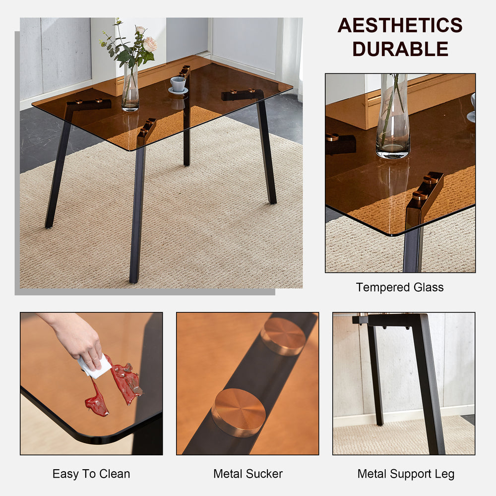 Sleek Brown Glass Dining Table