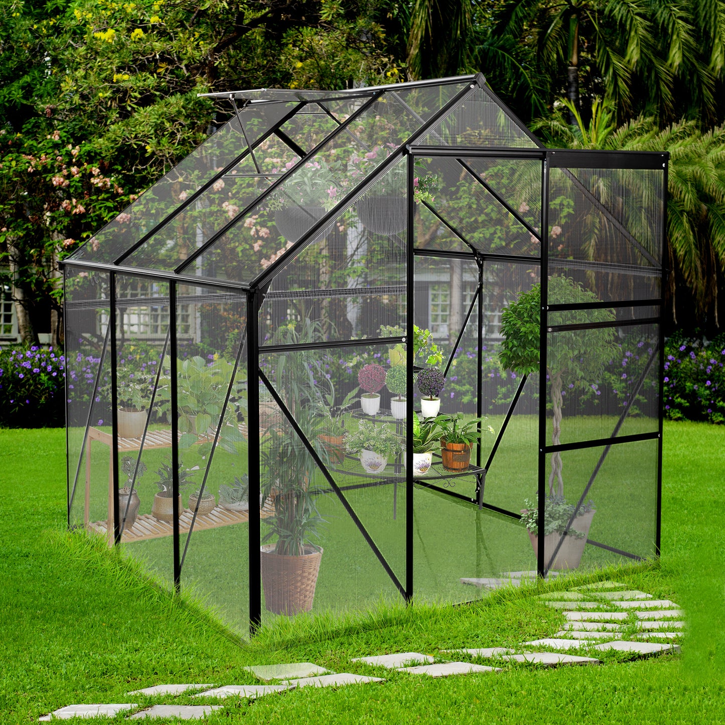 Cozy Black Polycarbonate Backyard Greenhouse