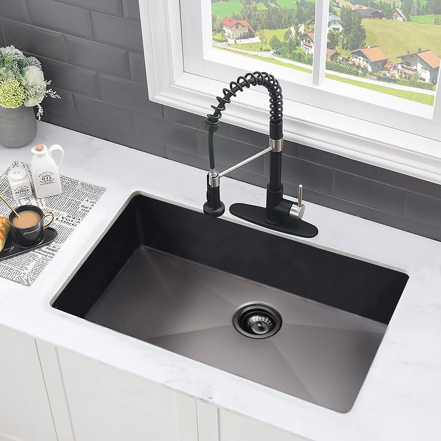 Sleek Undermount Kitchen Sink with Grid