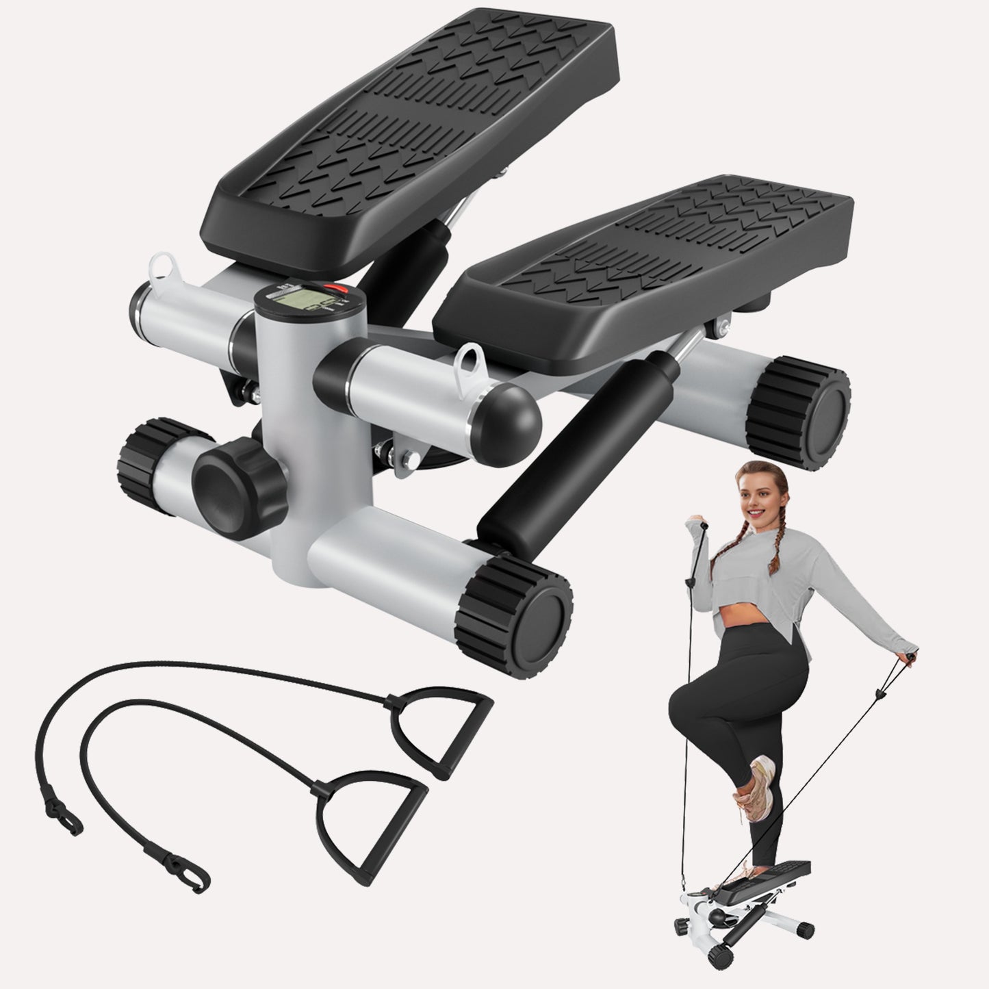 Smart Stepper: Compact Fitness with Resistance Bands