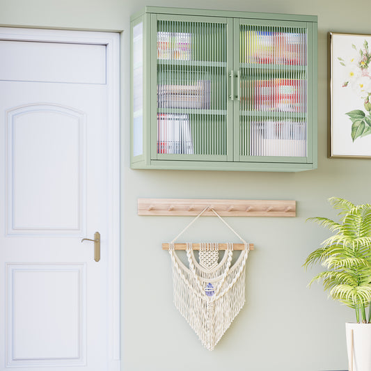 Mint Green Retro Double Glass Cabinet