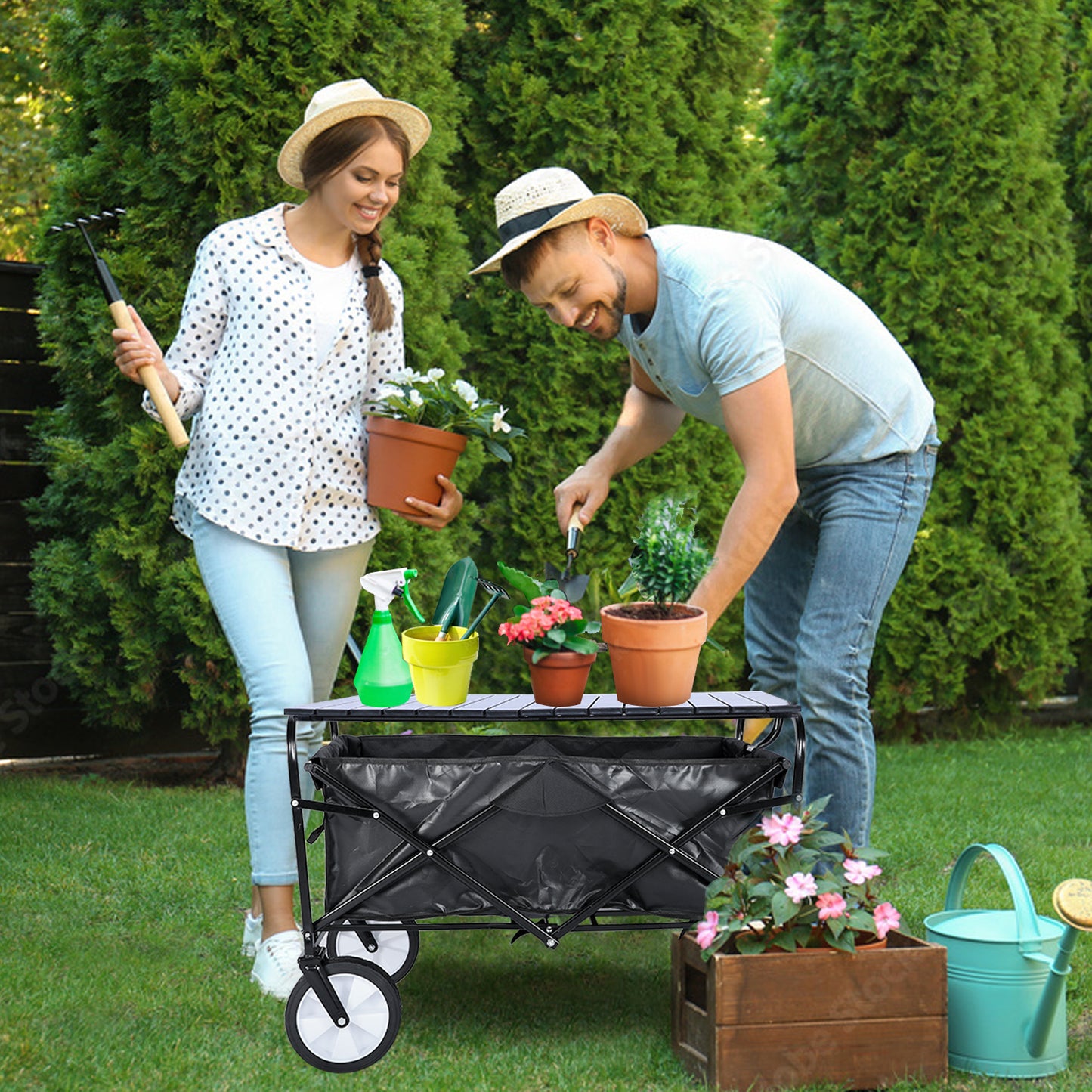 Versatile Outdoor Wagon and Table Combo