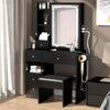 Chic Space-Saver Vanity Set with LED Mirror & Power Hub