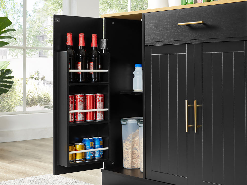 Stylish Kitchen Island with Trash Can Storage & Drawer