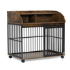 Stylish Heavy-Duty Dog Crate with Wheels and Storage