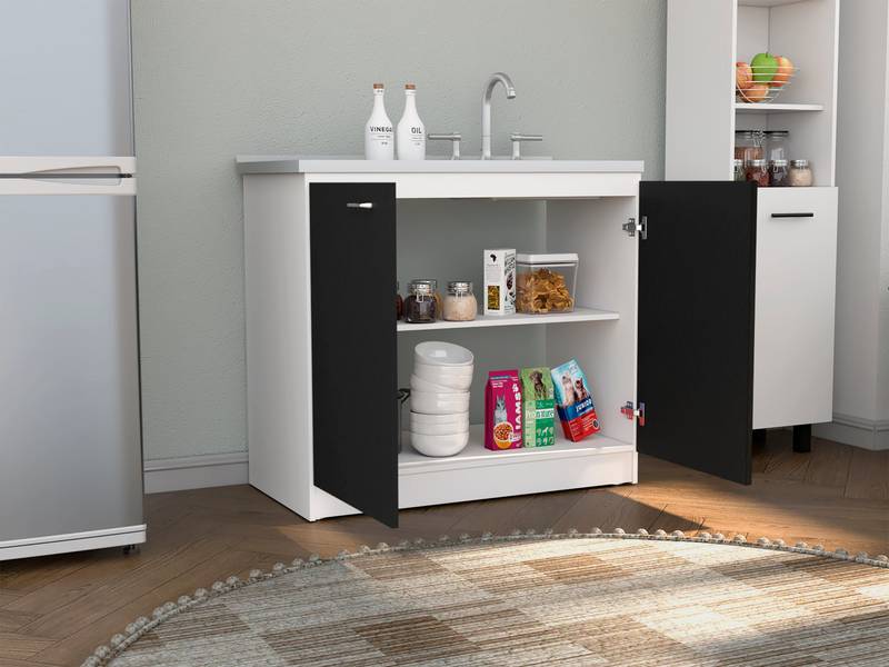 Sleek Utility Sink with Cabinet