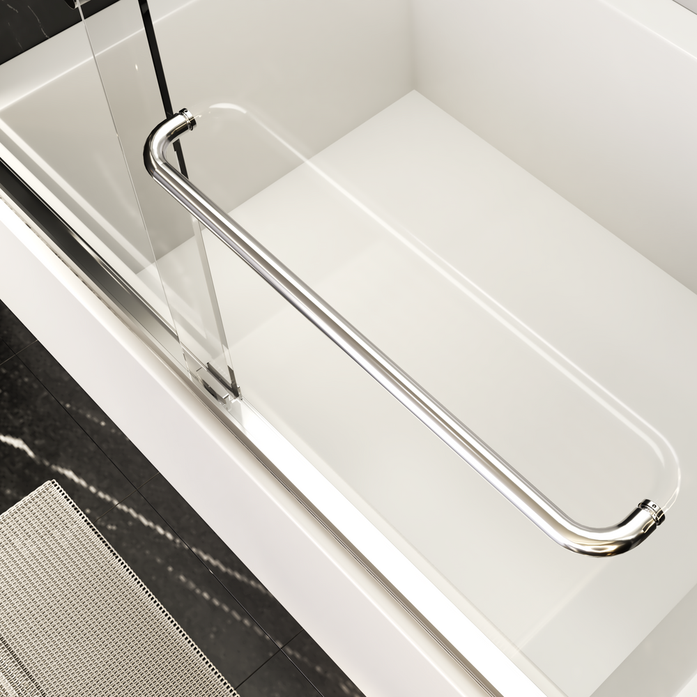 Sleek Chrome Semi-Frameless Sliding Tub Door