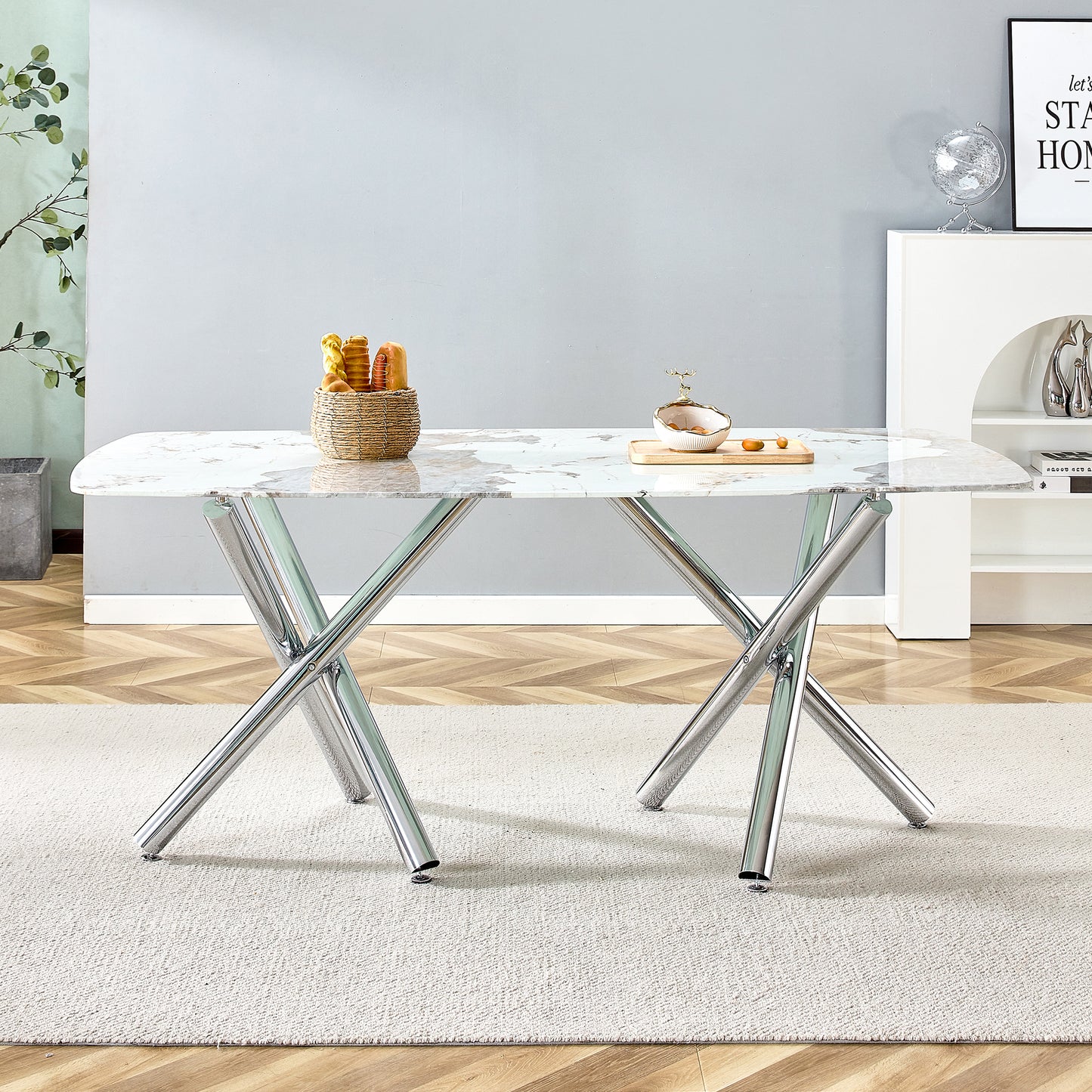 Chic Marble-Top Dining Table