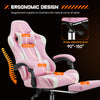 Comfy Gamer Chair with Footrest and Lumbar Support - Pink Ergonomic Recliner