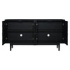 Sleek Black Sideboard with Stylish Curved Doors and Silver Handles