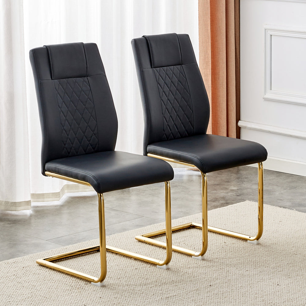 Chic Faux Leather Dining Chairs Set