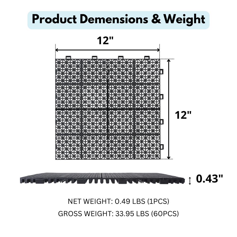 Rosette Outdoor Deck Tiles - Weatherproof and Slip-Resistant Interlocking Design