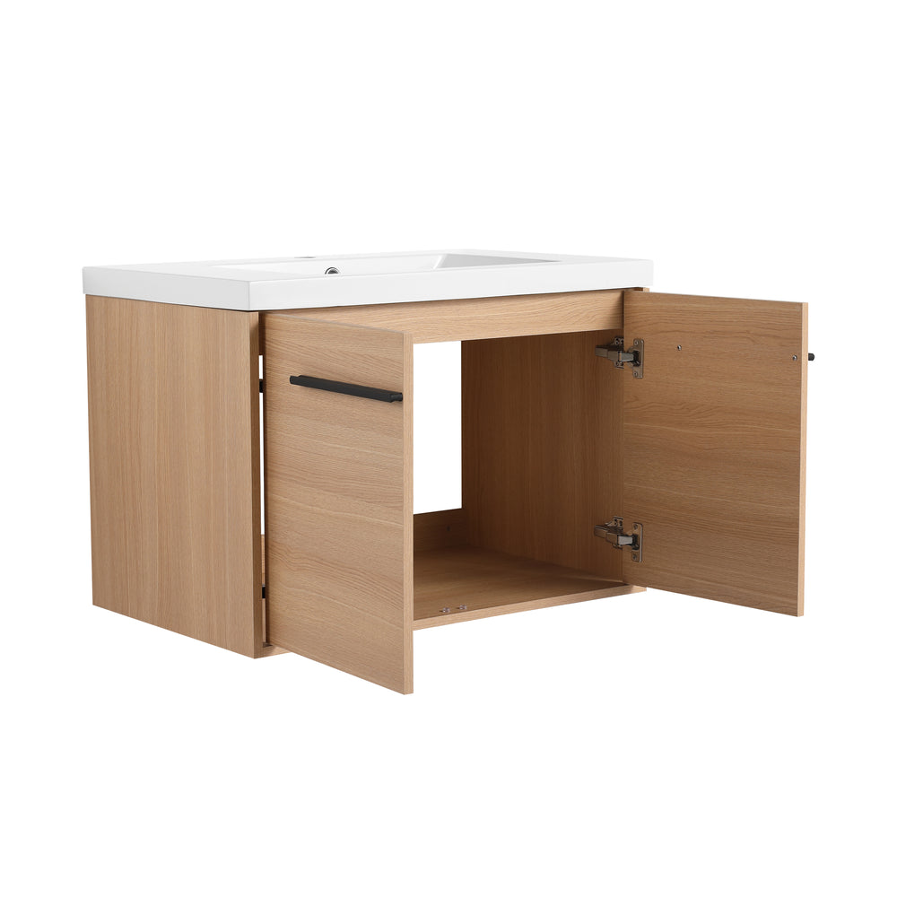 Chic Oak Vanity Set with Resin Sink