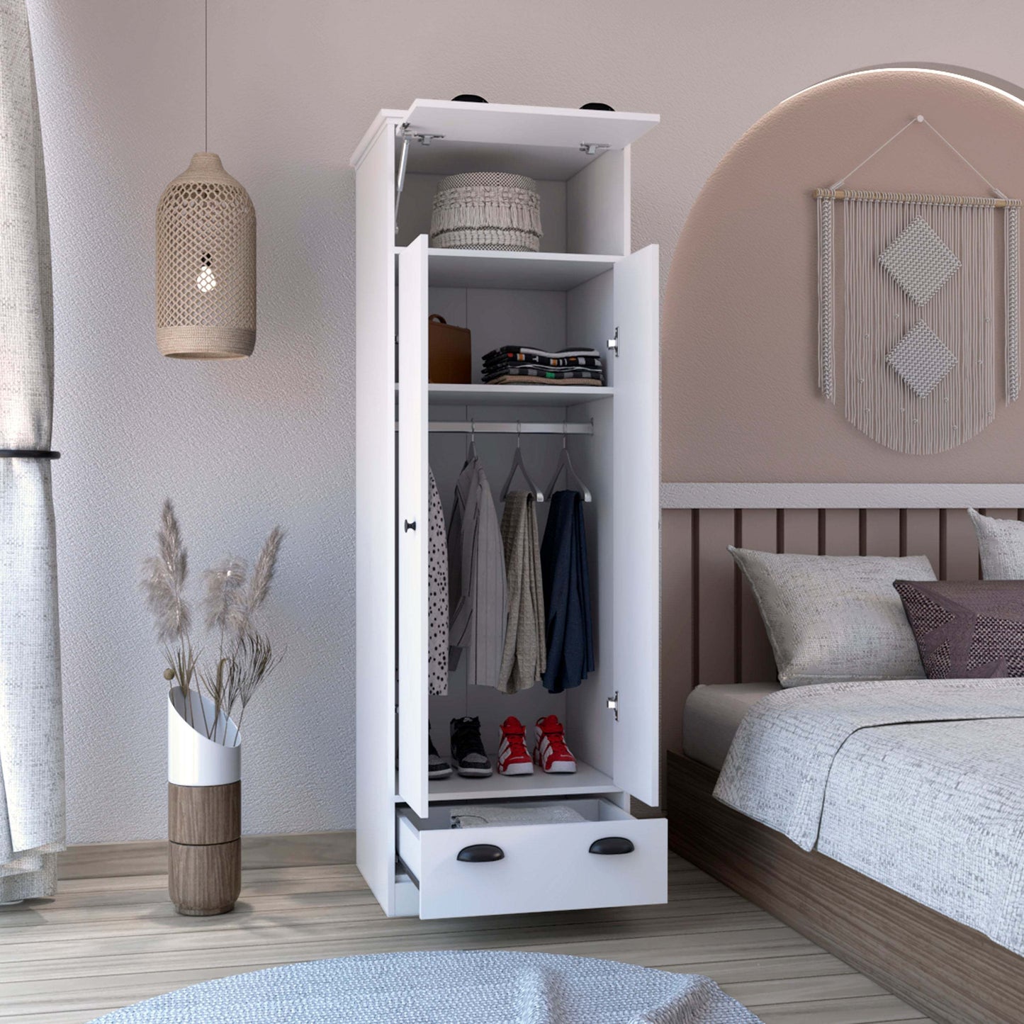 Chic Storage Dresser with Hanging Space