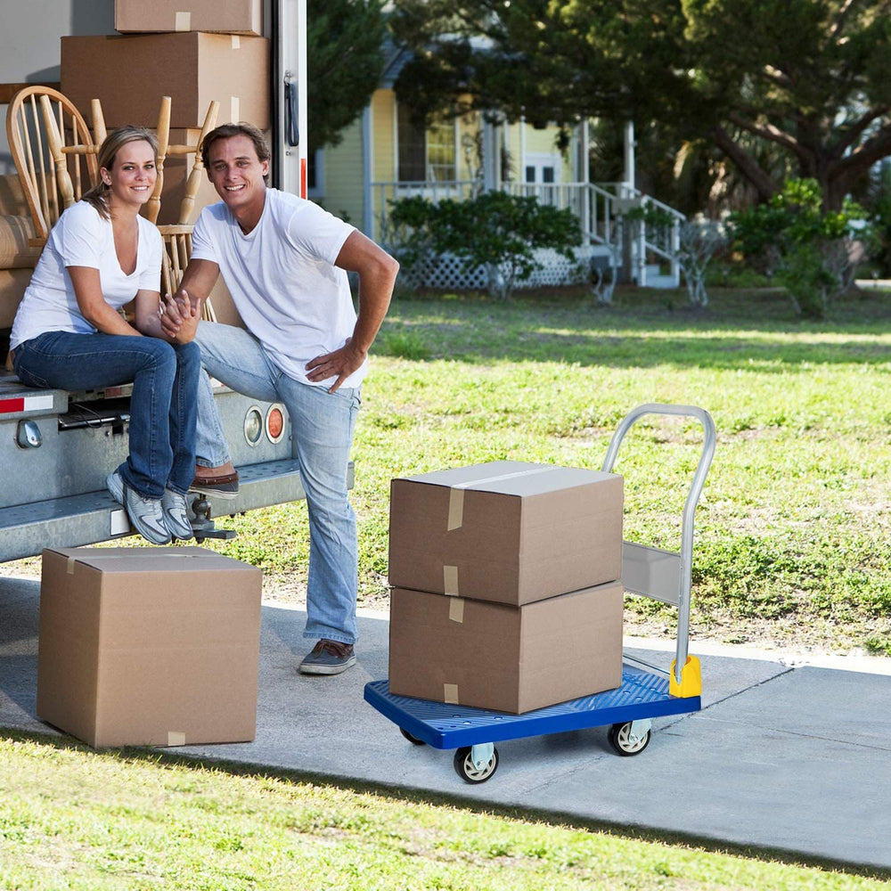 Handy Blue Folding Platform Cart with Swivel Wheels