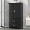 Sleek Black Bathroom Storage Cabinet with Adjustable Shelves